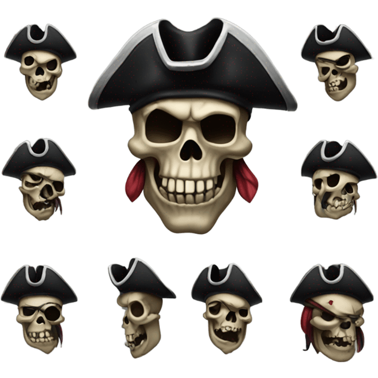 Dark mean pirate skull emoji