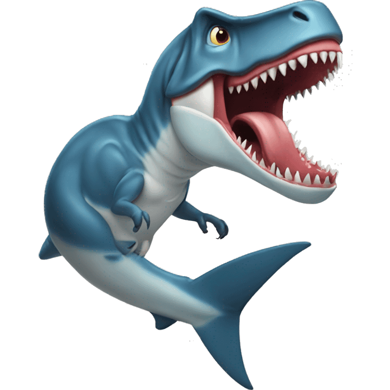 T-Rex eating a shark emoji