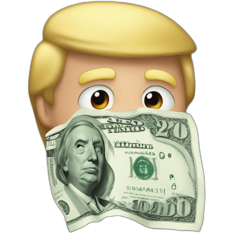 donald trump who kisses an pack of bills emoji