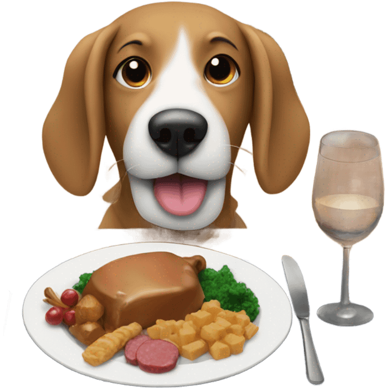 Dog eating Christmas dinner emoji