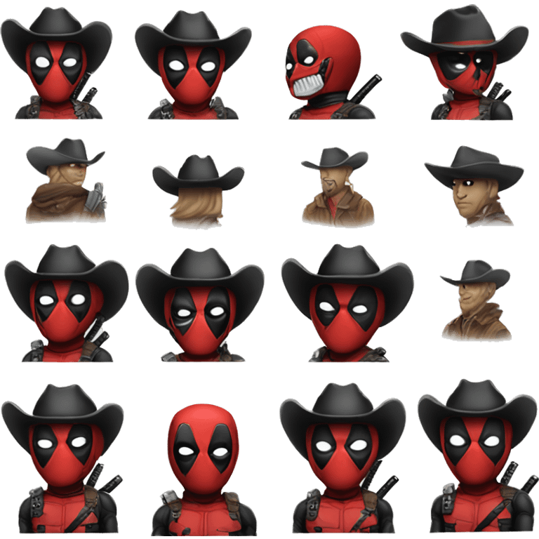 deadpool cowboy, only head emoji