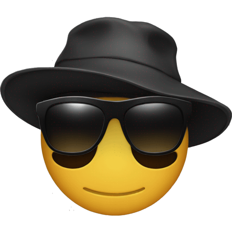 Emoji face with black bucket hat and sunglasses  emoji