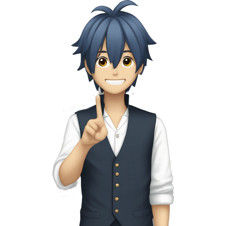 “Mikage Reo”From the anime bluelock doing a peace sign emoji