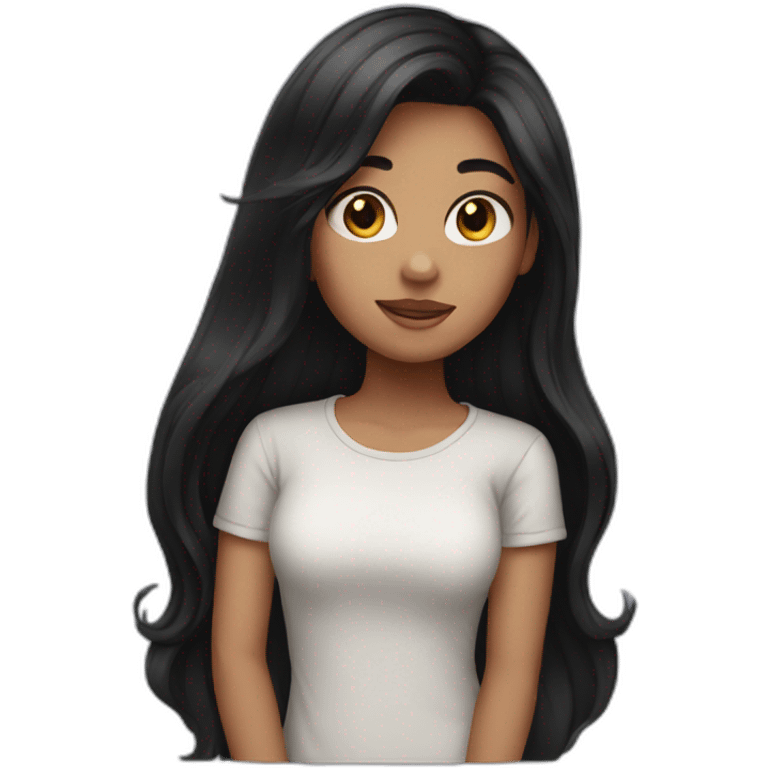 A girl whith black long hair emoji