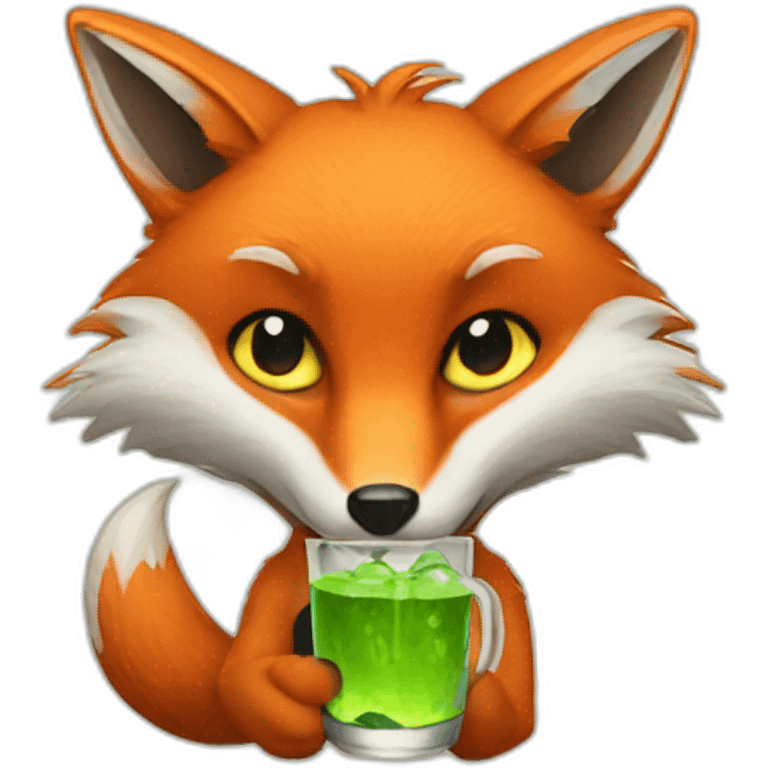 a fox drinking a monster emoji