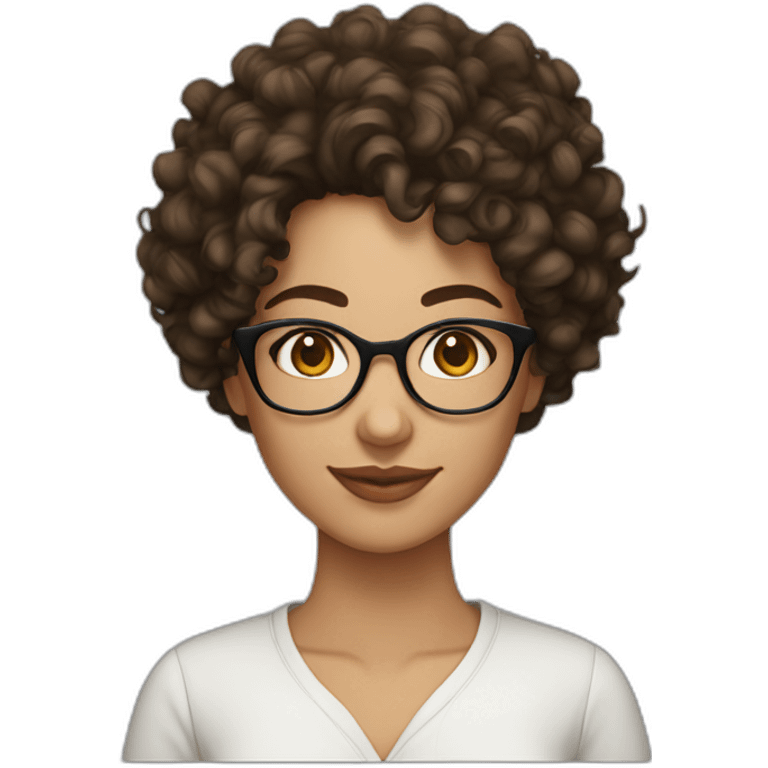 Curly haired middle eastern brunette mid 20s woman with glasses emoji