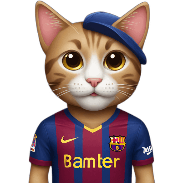 an fc barcelona dressed cat emoji