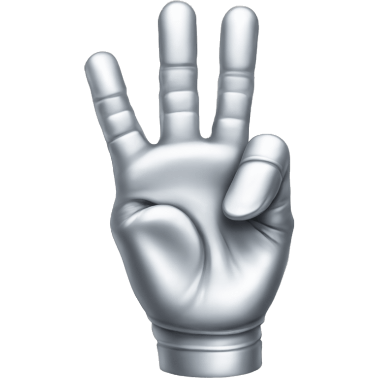 silver bionic peace sign hand emoji