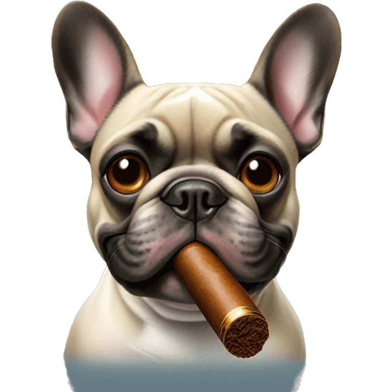 French bulldog with cigar emoji