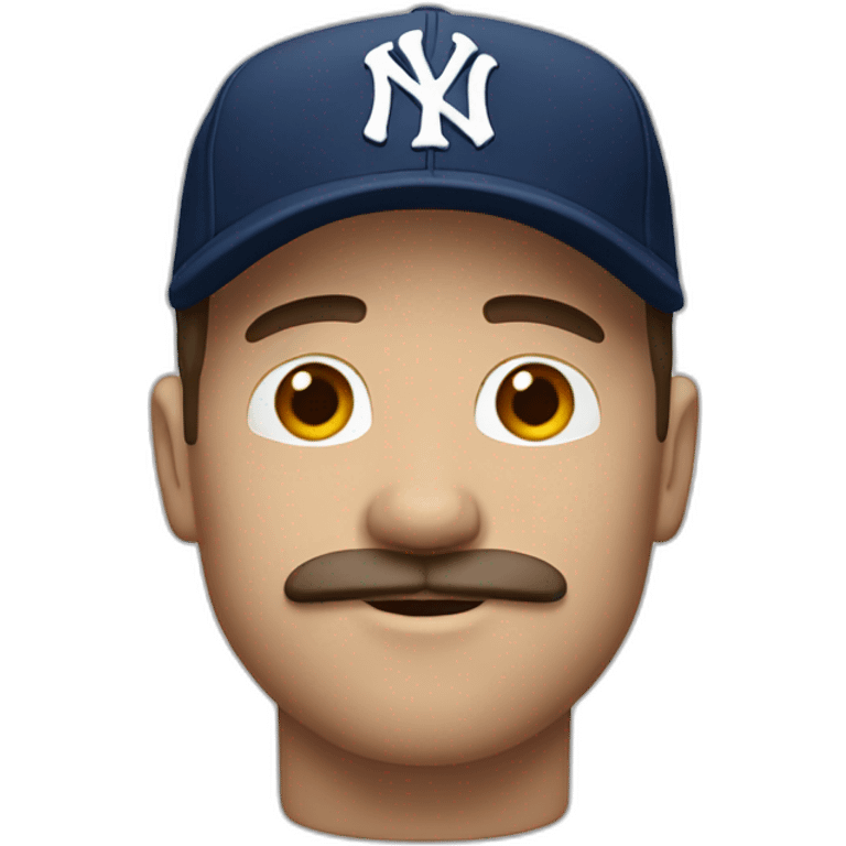 white man with brown chops and ny baseball cap and mustache emoji