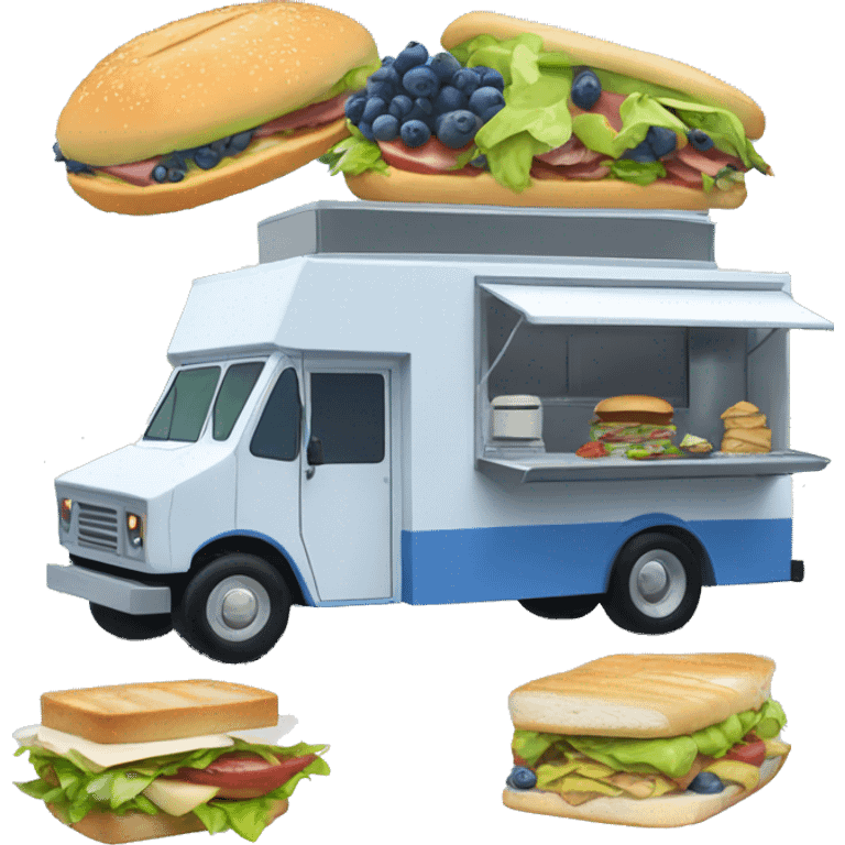 Rick and Morty’s Flying Food truck selling blueberries sandwiches  emoji