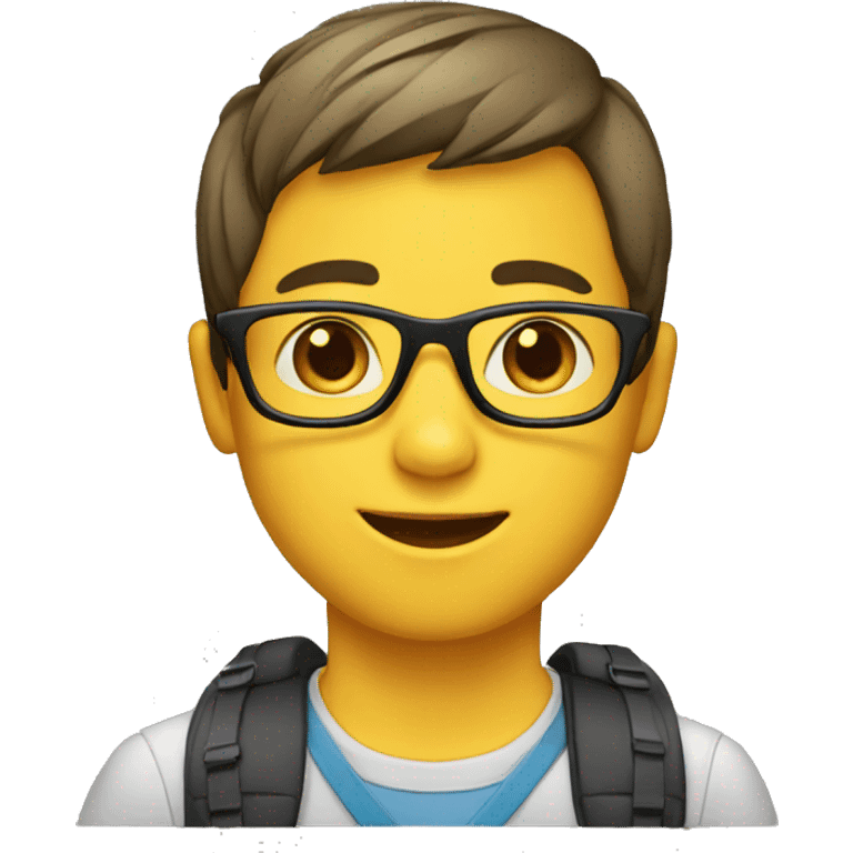 boy with straight hair-school bag-glasses emoji