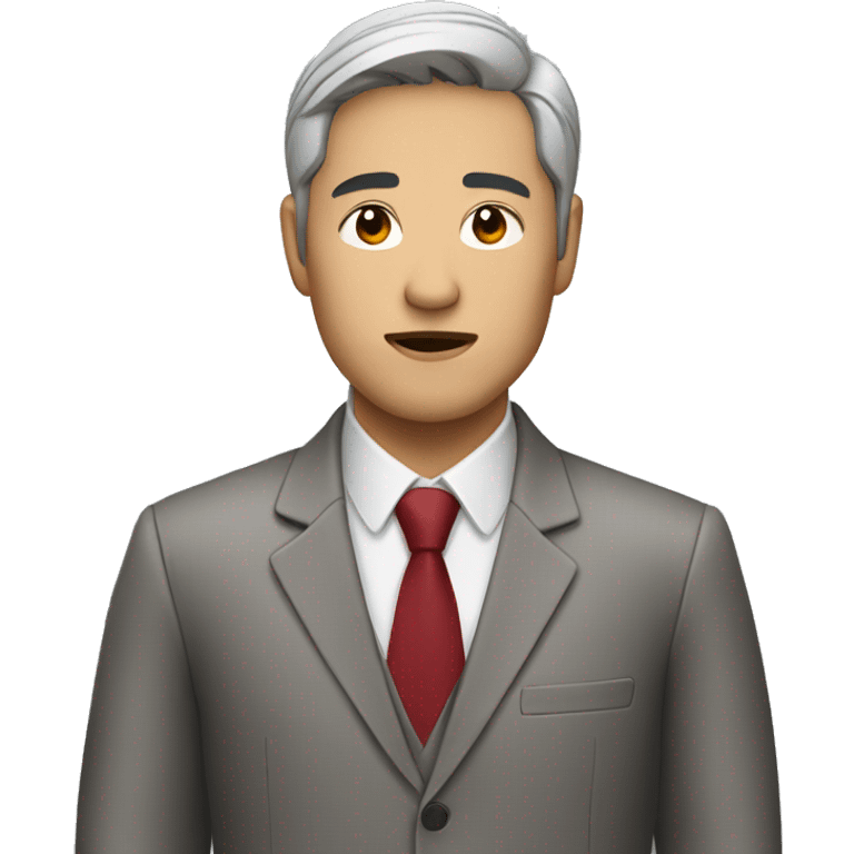 asian man with gray suit and dark red shirt emoji