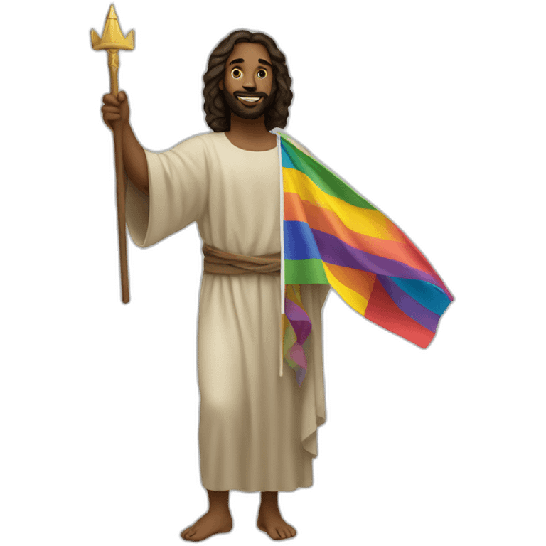 black jesus waving pride flag emoji