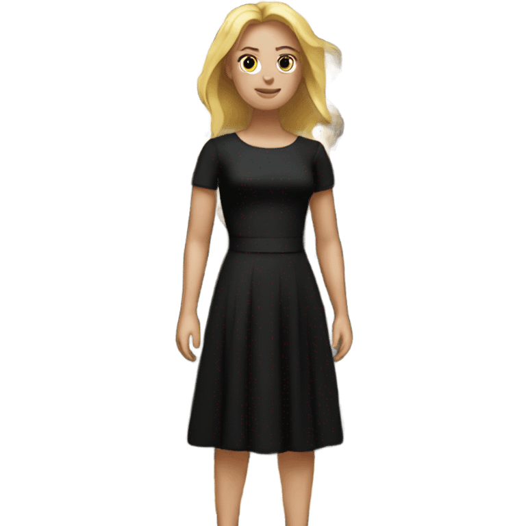 Woman in black dress middle of spotlight emoji