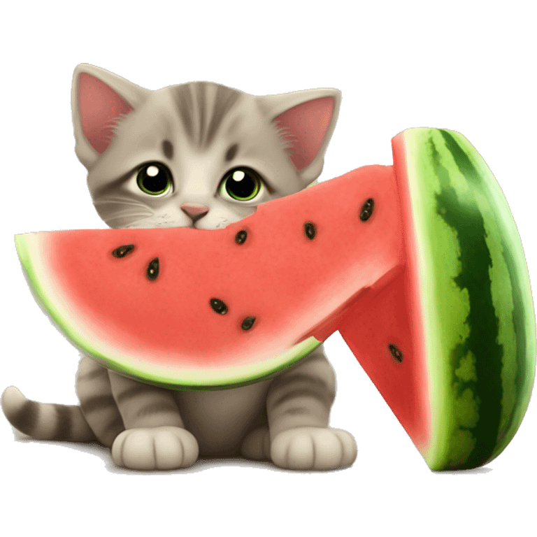 Kittens, eating watermelon ￼ emoji