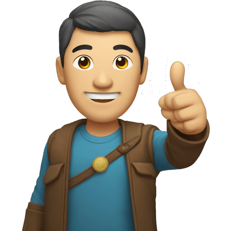 Smiling Mongolian man showing thumbs up  emoji