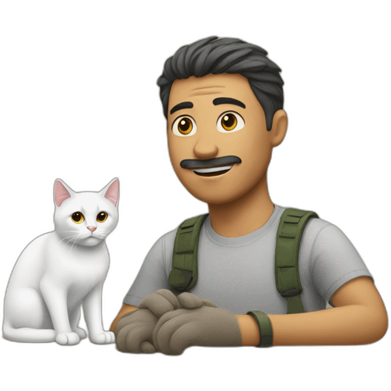 man offers help to a cat emoji