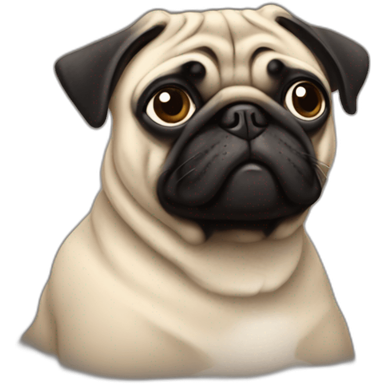 pug wearing a t-shirt emoji