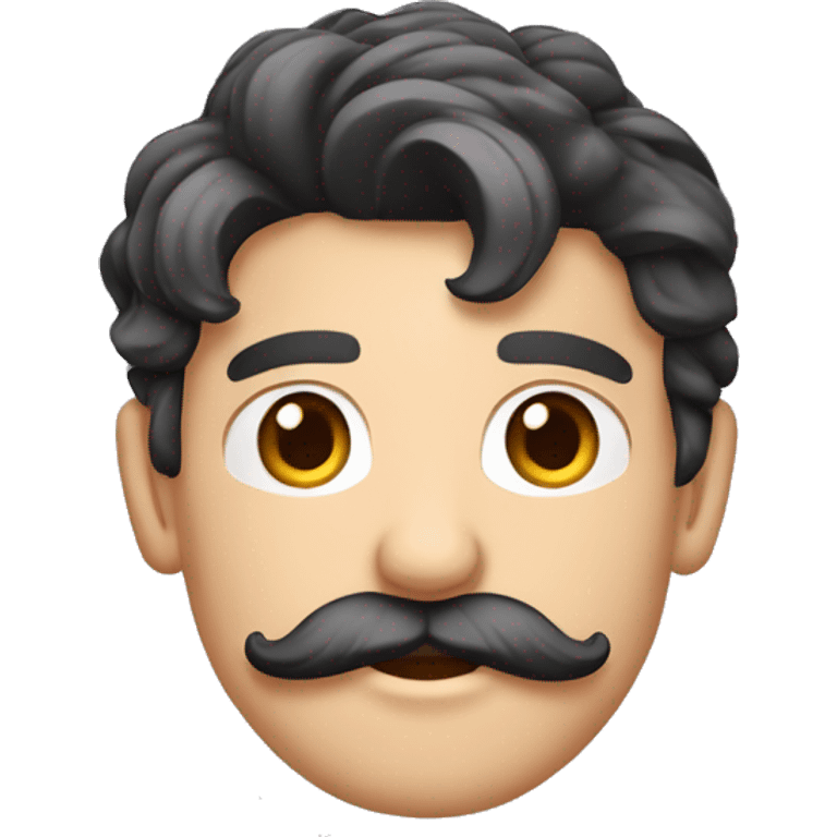 jovem de rosto fino, cabelo curto moreno com bigode e barba emoji