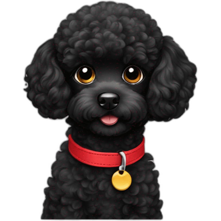 baby black poodle red collar emoji