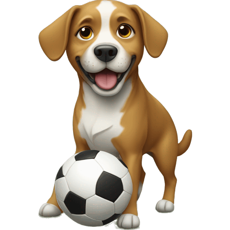 Dog playing soccer emoji