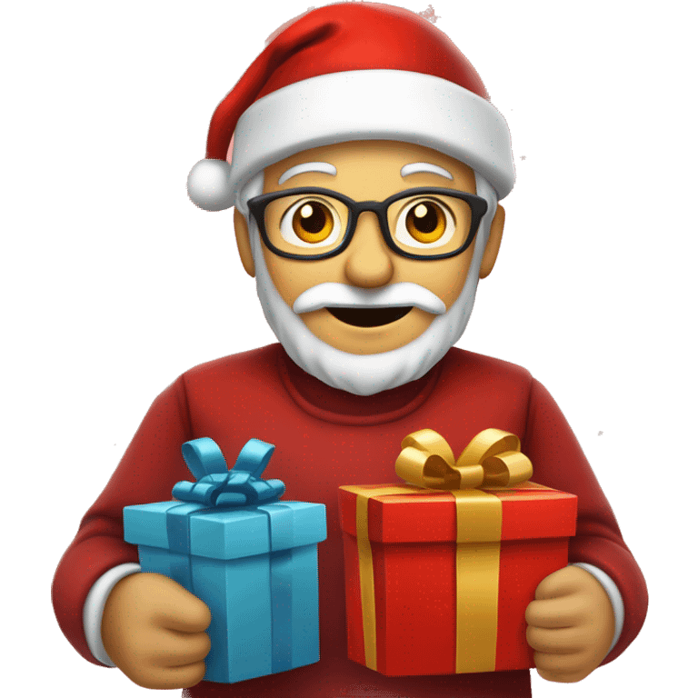 père Noël avec cadeau est costume rouge  emoji