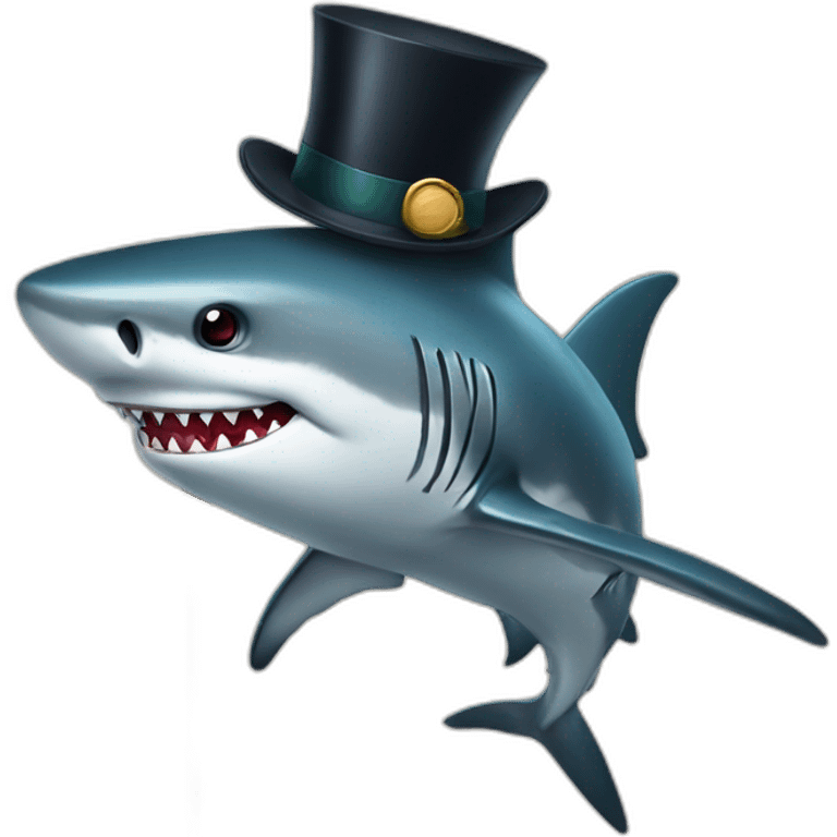 Shark with a top hat and a cane emoji