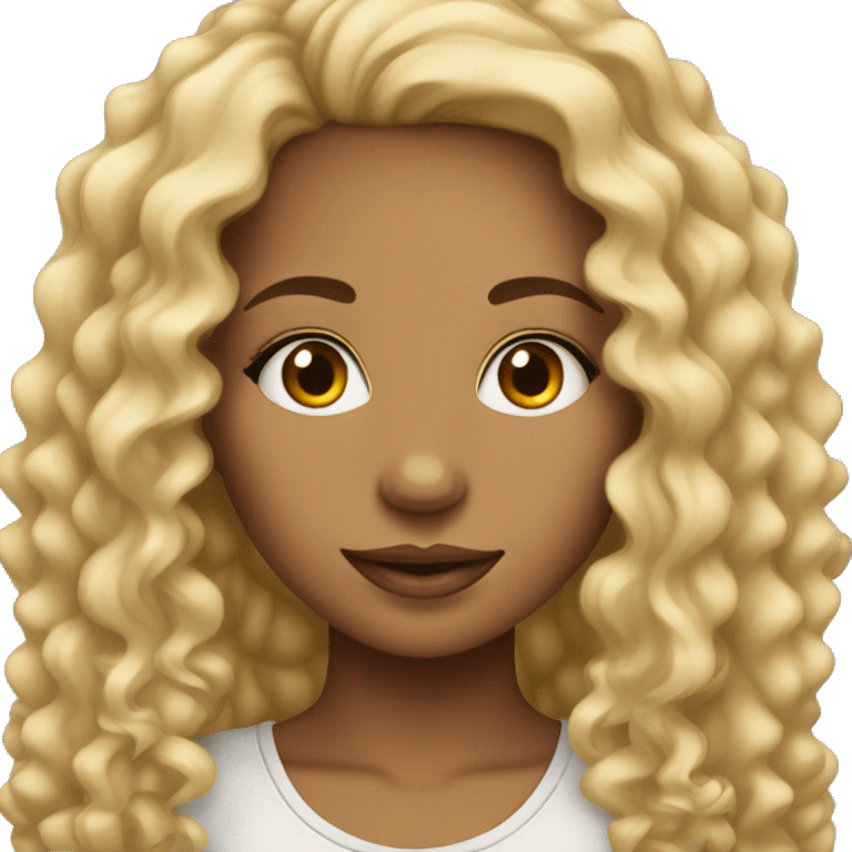 girl blonde curly hair with tan or dark skin with nose piercing emoji