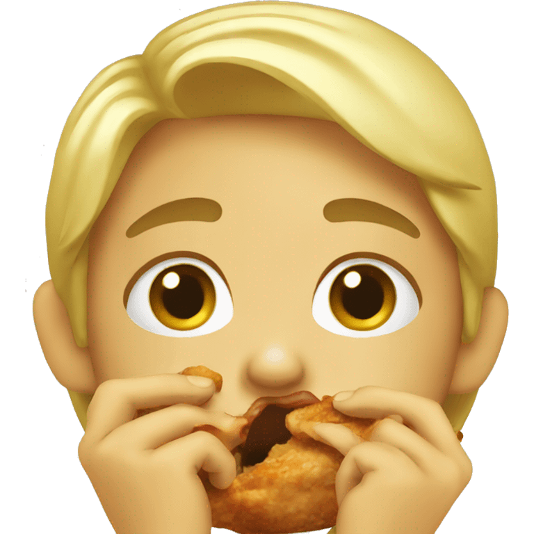 Someone crying while eating chicken  emoji