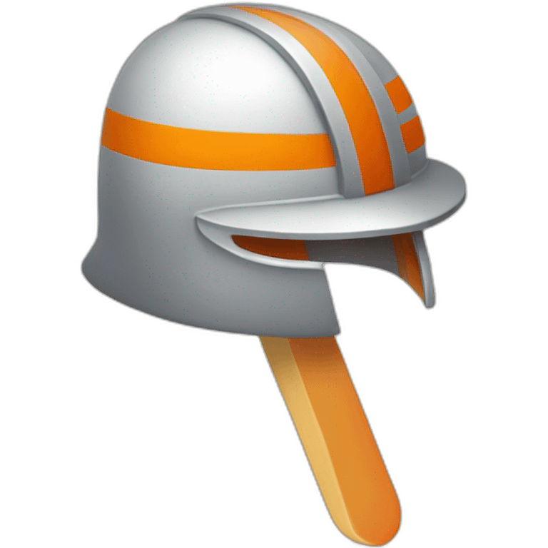 a white popsicle with one horizontal orange stripe with a medieval helmet emoji