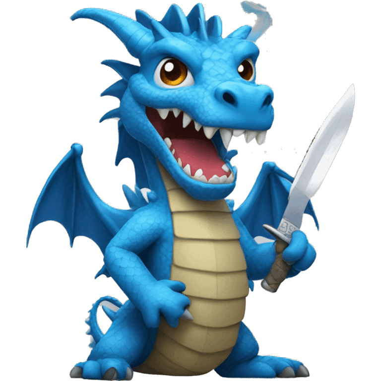 Blue dragon with knife emoji