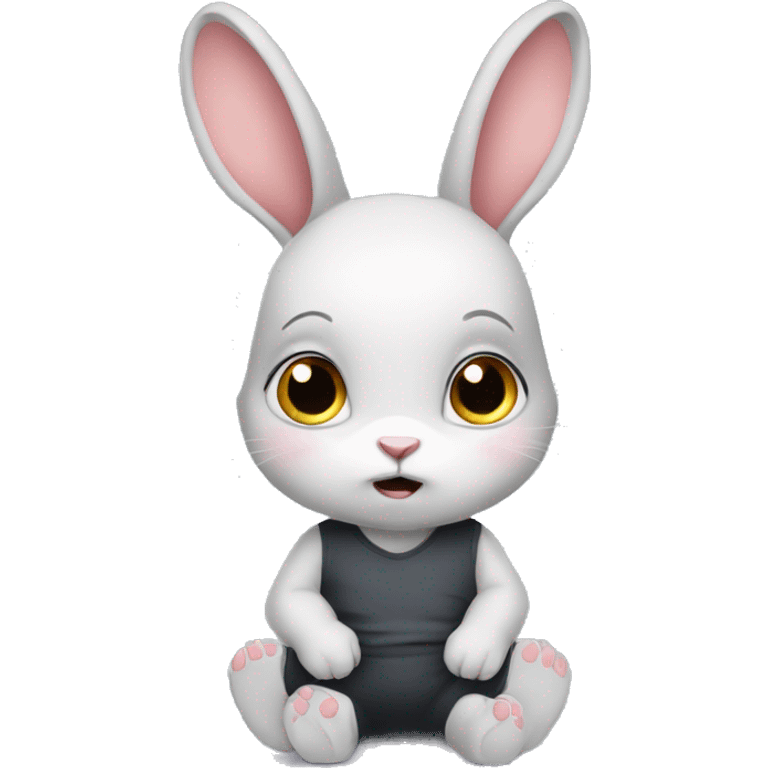 an anxious baby rabbit in leggings  emoji