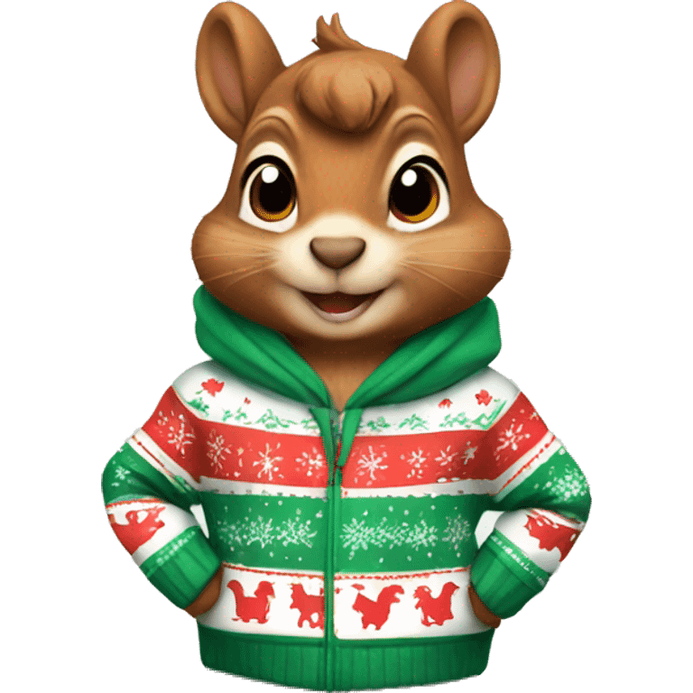 squirrel wearing christmas Sweatshirt  emoji