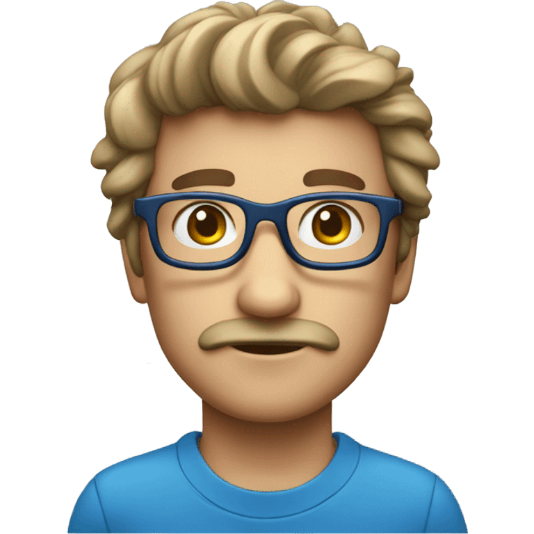 Un maestro con los ojos azules y gafas y con pelo canoso emoji