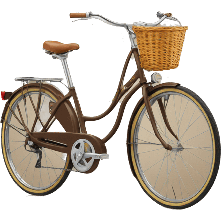 peugeot vintage brown bike with front basket  emoji