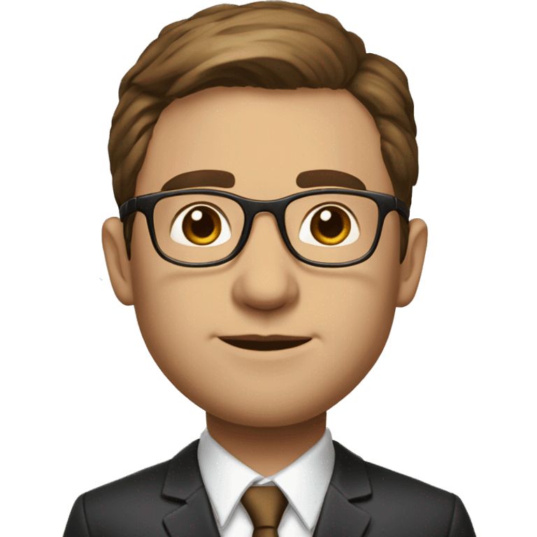 proportional body height adult lawyer in suit with brown hair and brown eyes and round gold glasses emoji