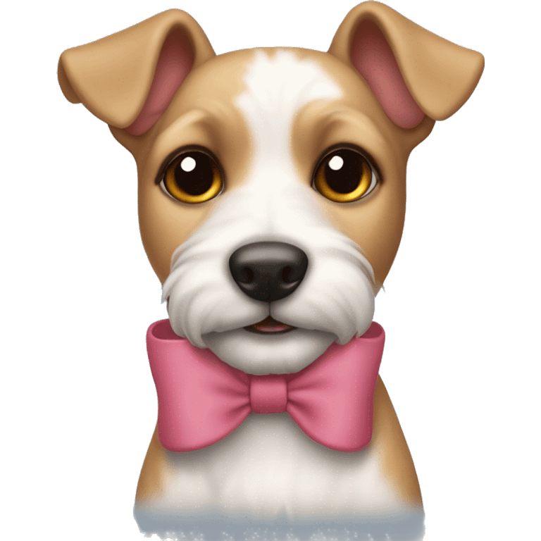 Cute Jack Russen Terrier with a rosa bow at his left ear  emoji