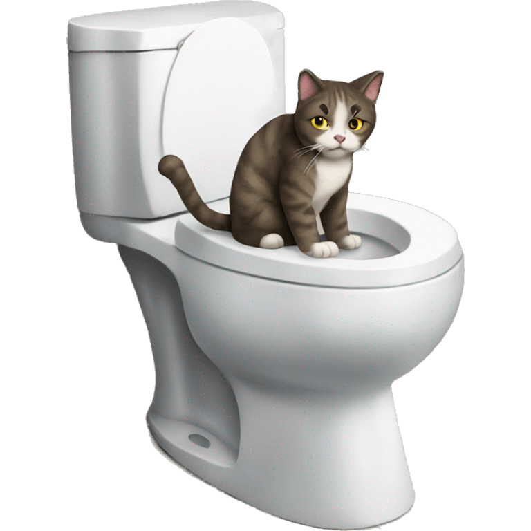 Cat sitting on the toilet on the phone  emoji