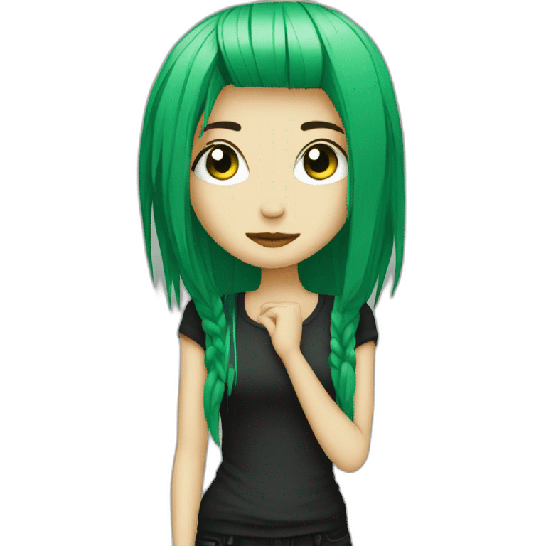 emo girl, green hair emoji