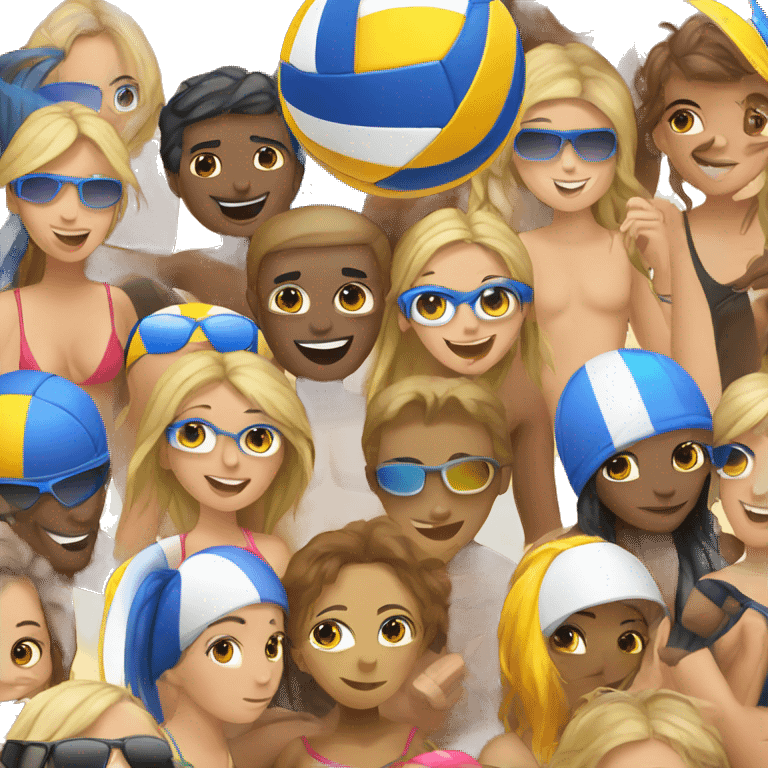 Group of People playing Beachvolleyball  emoji