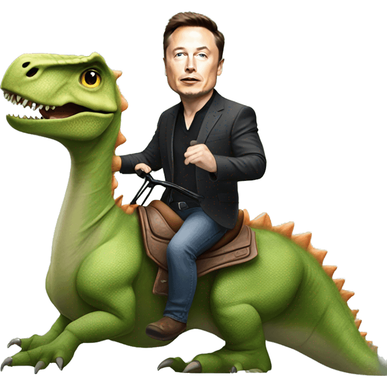 Elon musk riding a dinosaur emoji