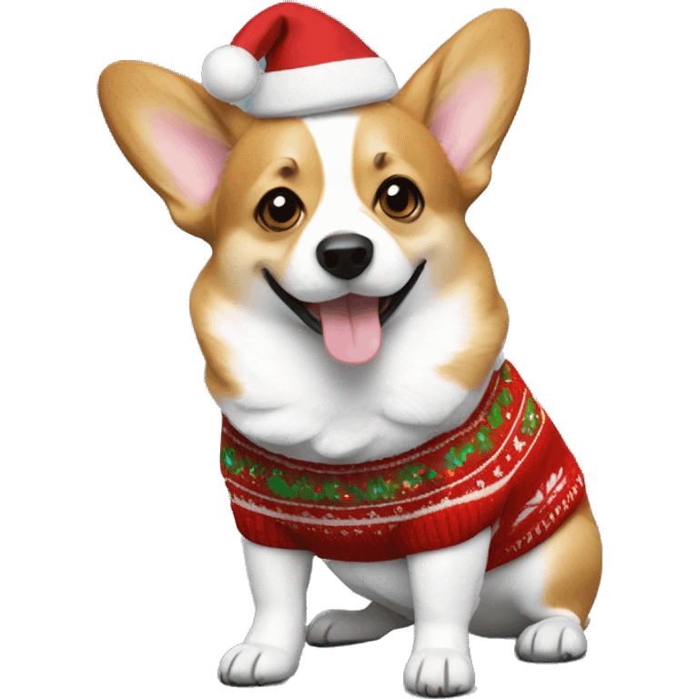 Corgi in Christmas sweater  emoji