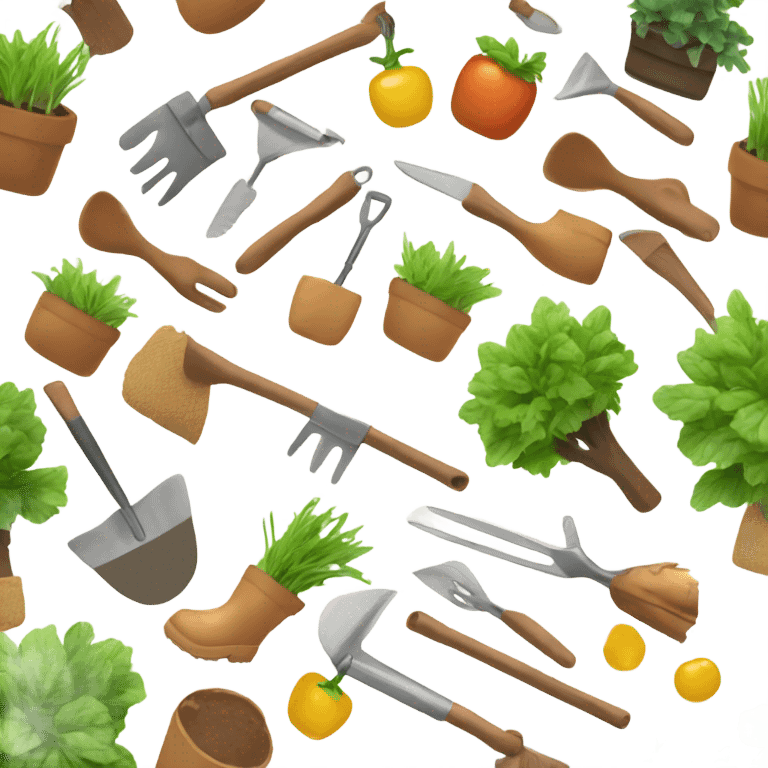 edible gardening with gardening tools emoji