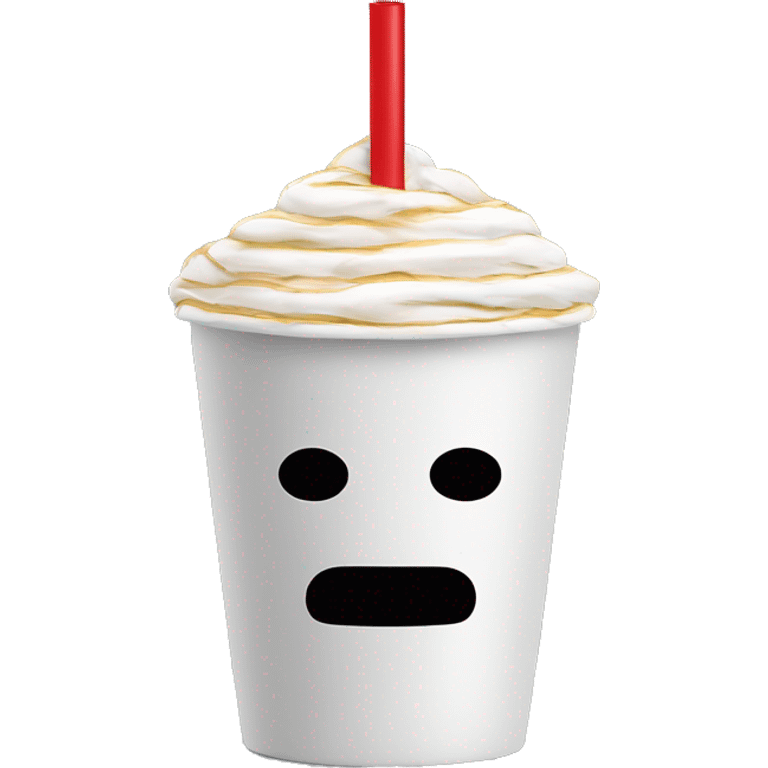 Make me a cup with face and a red/white straw inside of that cup. (it will dont have hav any nose) emoji