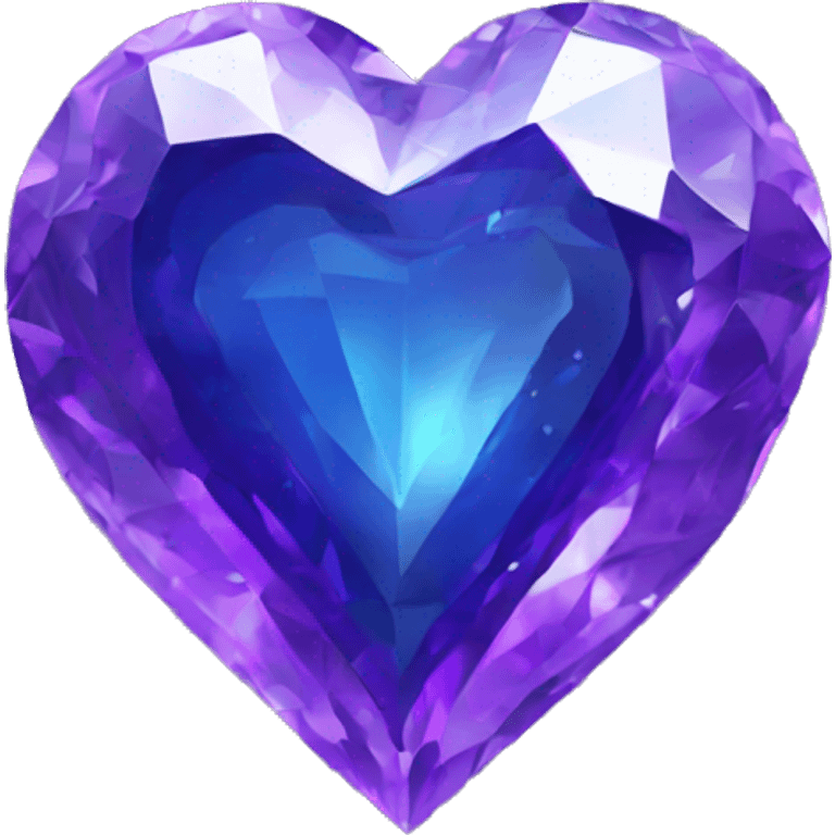 Crystal heart half indigo half purple animated spinning emoji