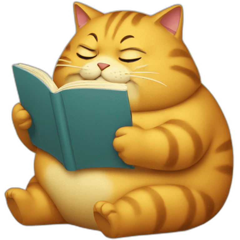 A fat cat reading emoji