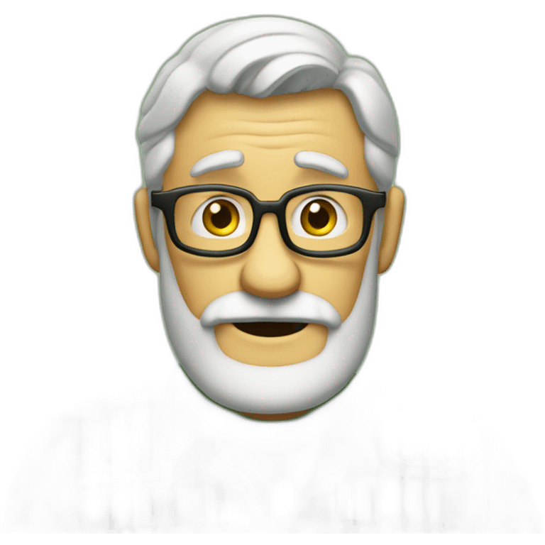 Hombre Senior pixar con barba y coleta camisa de cuadros verdes emoji