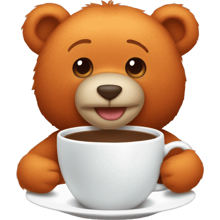 Teddy bear holding orang goodmorning words emoji