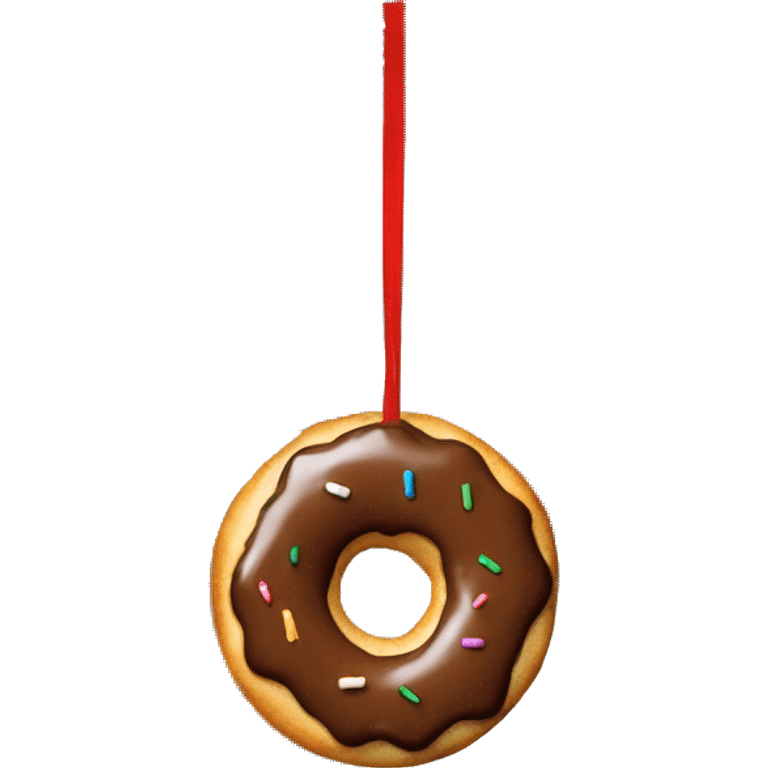 A donut is hanging on the Christmas tree emoji